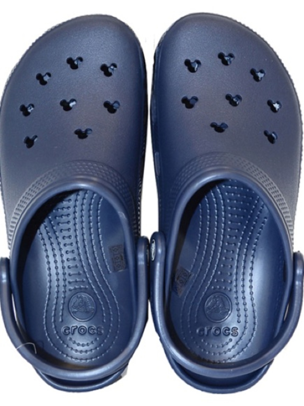 CROCS Navy Blue Classic Clog with Mickey Cutouts Men’s Size 12/ Women 14 RARE